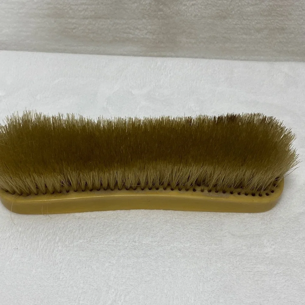 Vintage Cream Colored Bakelite‎ Clothes Brush Natural Bristles Wood Handle *READ
